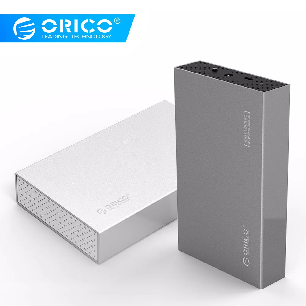 Najtaniej ORICO 3.5 cala aluminiowa obudowa dysku twardego typu C z USB3.1 Gen1 do SATA3.0 obsługuje pojemność 10 TB srebrny