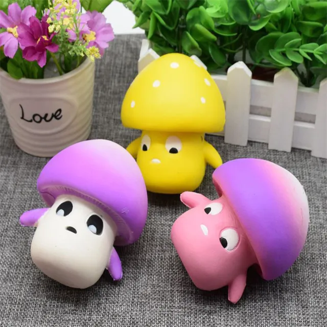 cute mushroom soft pu funny toy practical jokes office squishy