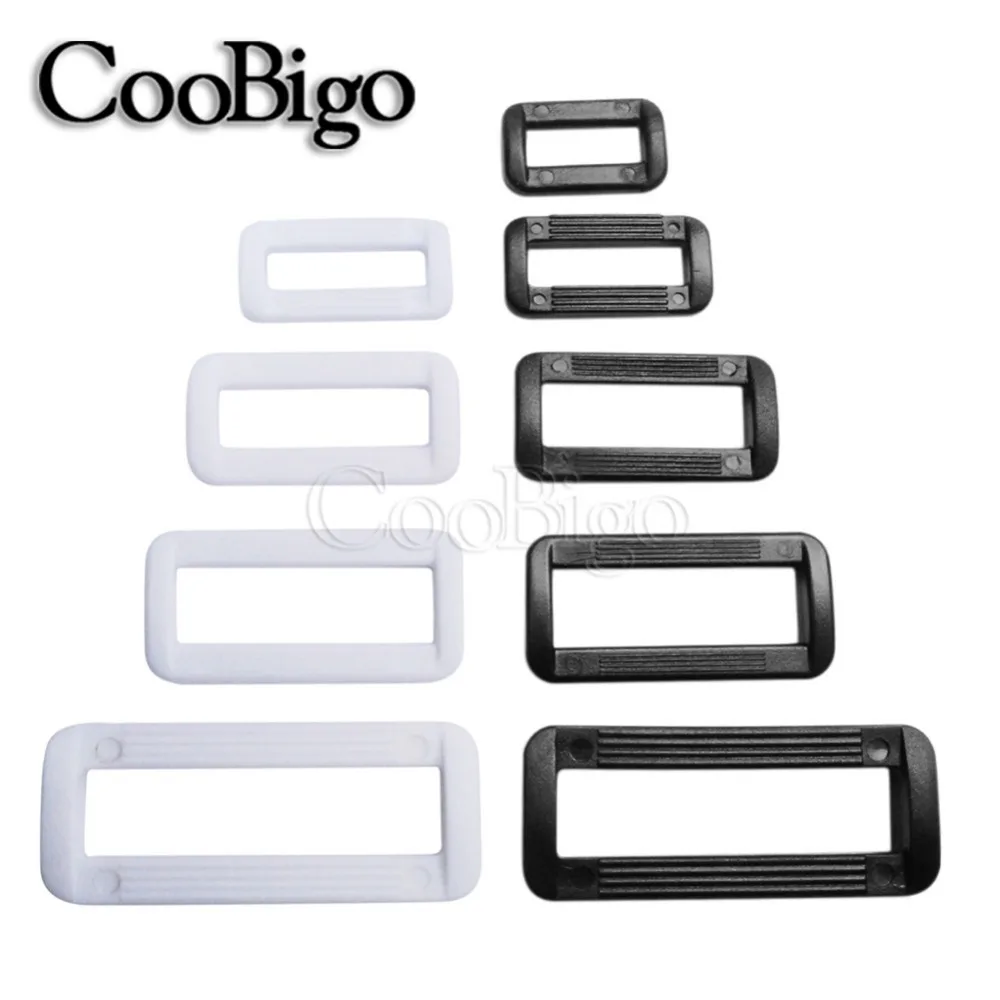

100pcs 3/4" 1" 1-1/4" 1-1/2" 2" Side Release Buckles Loops Looploc Plastic Rectangle Rings Backpack Strap Bag Parts Accessories