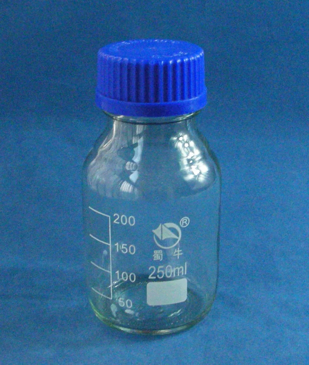 Glass bottle w/cap autoclavable reagent 250 ml New in Glass bottle w