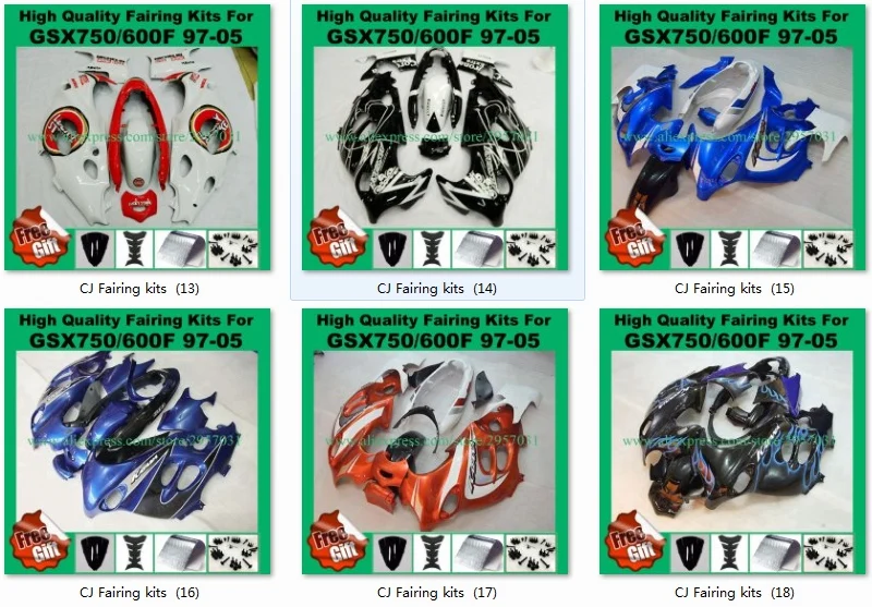 9 Подарки, обтекатель комплект для SUZUKI GSX600F GSX750F 1997-2005 GSX 600F 750F 97 98 99 00 01 02 03 04 05 ABS обтекатели синий белый