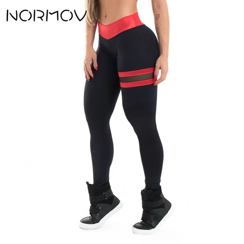 

NORMOV High Waist Yoga Leggings Women Fitness Clothing Training Pants Trousers Female Push Up Mesh Leggings Sport Femme 3 Color