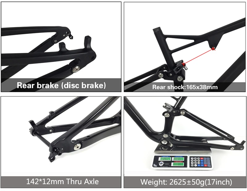 Spcycle T1000 карбоновая рама с полной подвеской 29er карбоновая рама для горного велосипеда карбоновая рама BSA через ось Задний амортизатор 165*38 мм
