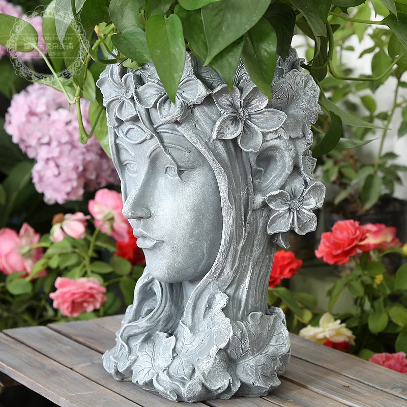 Богиня голова цветочный горшок греческий большой суккулент завод Творческий скандинавский красота статуя сад балкон продуктовый цветок