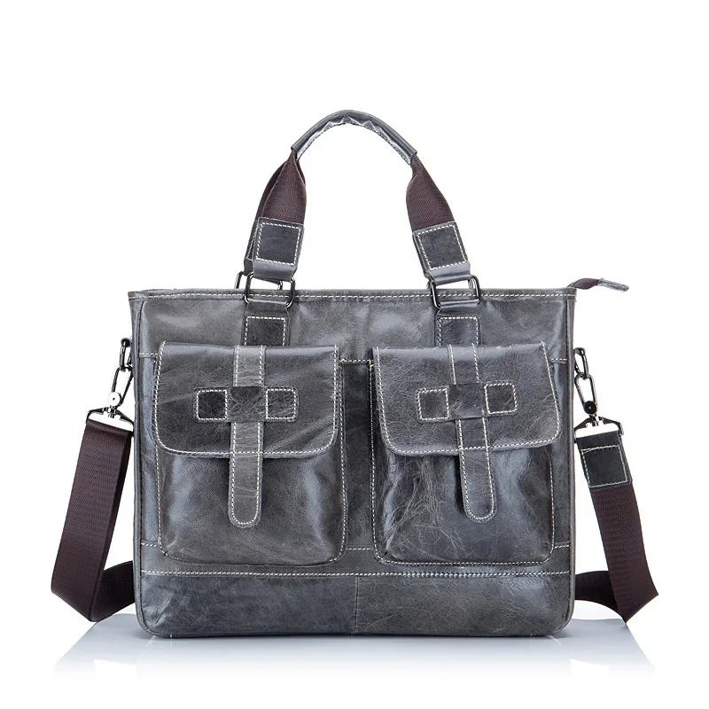 

Luxury 100% Cow Genuine Leather Business Men's Briefcase High Quality Male Handbags Shoulder Laptop Bag Fashion Messenger Bags