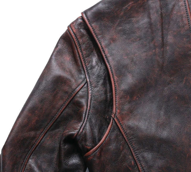 Popular MX Read Description ! Asian size super quality men's genuine cow leather coat vintage cowhide leather jacket