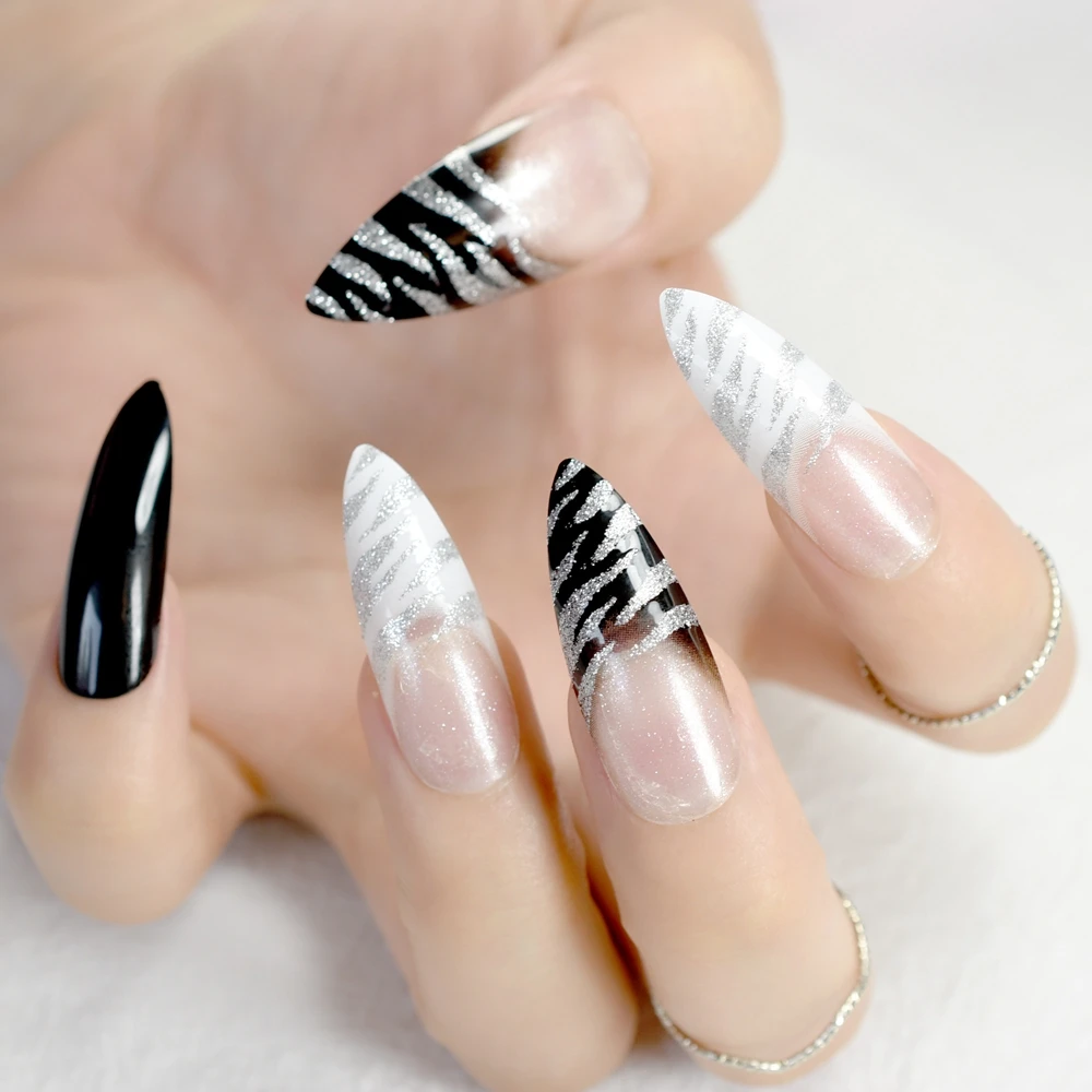 Extra long french tip nails - 🧡 Французский маникюр на острых ногтях (56 ....
