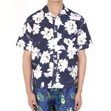 FLORATA летние мужские рубашки Новые горячие продажи модные дизайнерские темно-синие с пляжным цветочным принтом с коротким рукавом для похудения высокое качество подходят Топы
