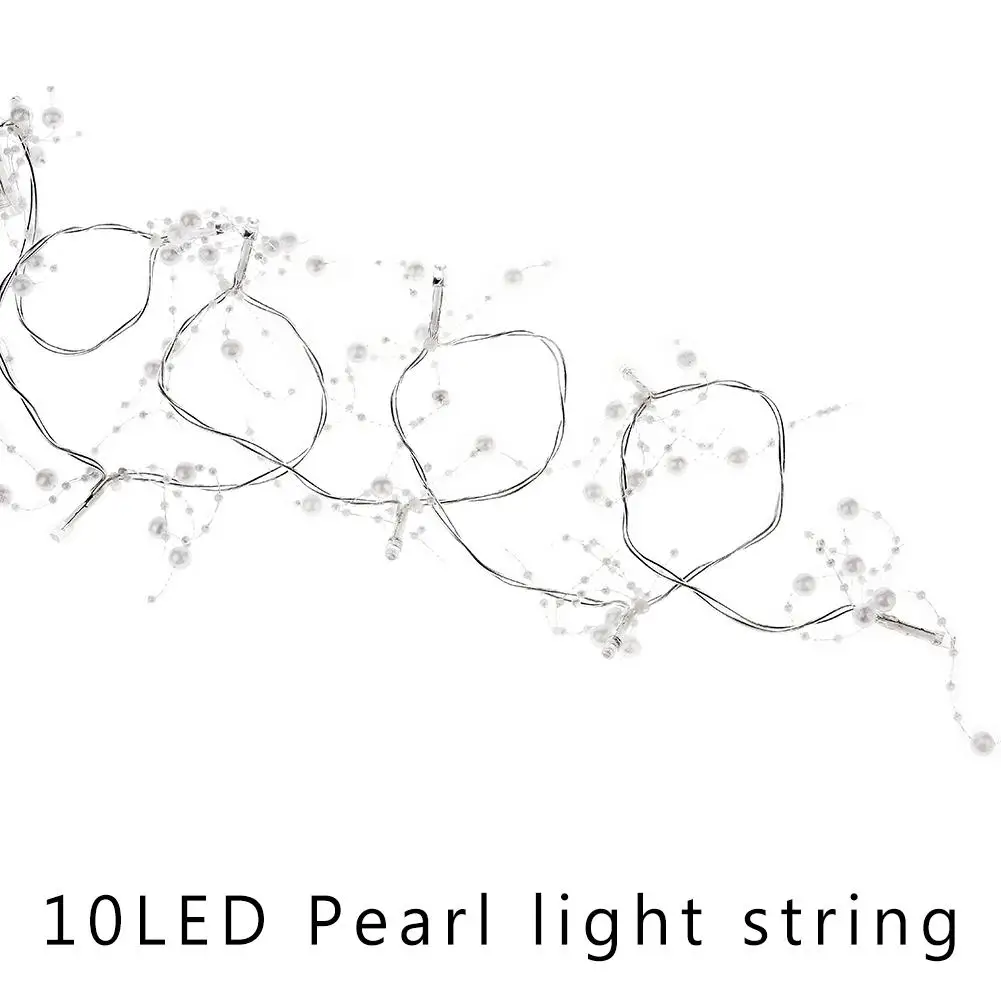 Светодиодный светильник с жемчужными бусинами s 10 светодиодный 20 светодиодный светильник с жемчужинами Праздничная цепочка для сада свадебное украшение струнный светильник - Испускаемый цвет: 10 LED