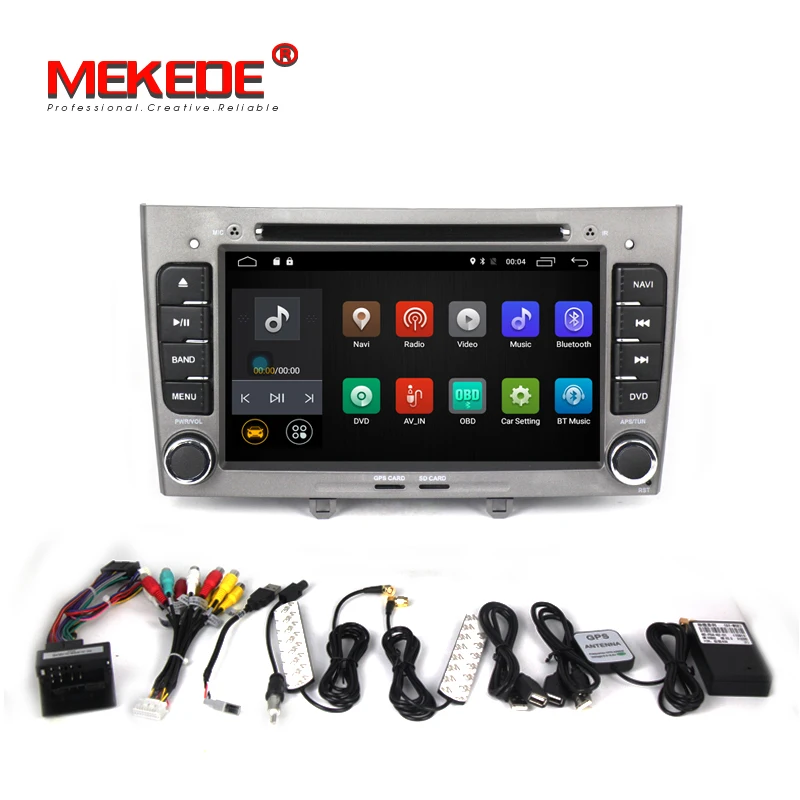 Excellent MEKEDE Android 7.1 2G RAM Special Car DVD Stereo Navigation for Peugeot 408 & 308 with GPS RDS 4G SWC Rearview Free 8GB Map card 5