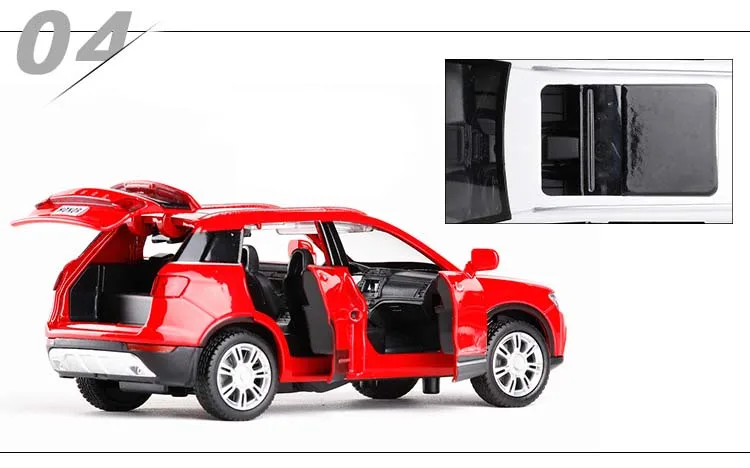 1/32 масштабная модель автомобиля из металлического сплава HAVAL H6, миниатюрная модель, звуковой светильник, модель автомобиля, игрушки для детей