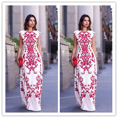 

New Women Elegant Print Floral Long Maxi Beach Sexy Long Maxi Gown Beach Floral Dress