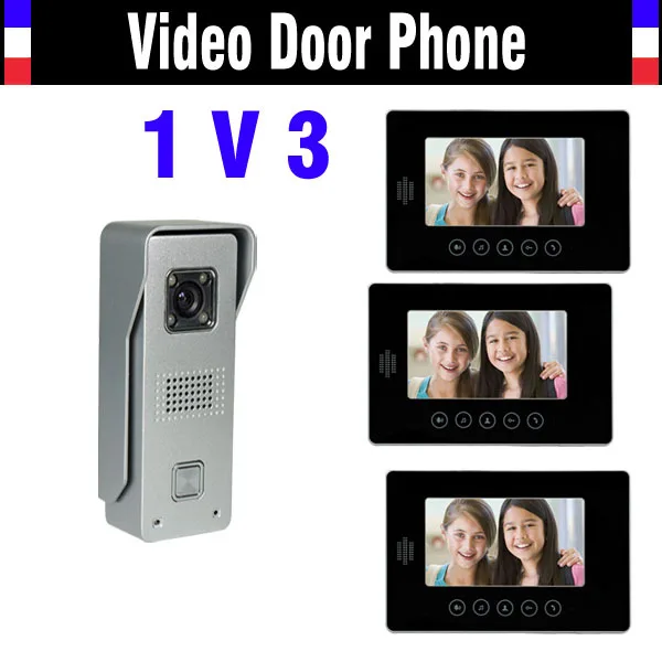 

7 Inch Monitor Video Door Phone Intercom Doorbell System Video Intercom interphone doorphone Kit Alloy Camera 3 Monitor