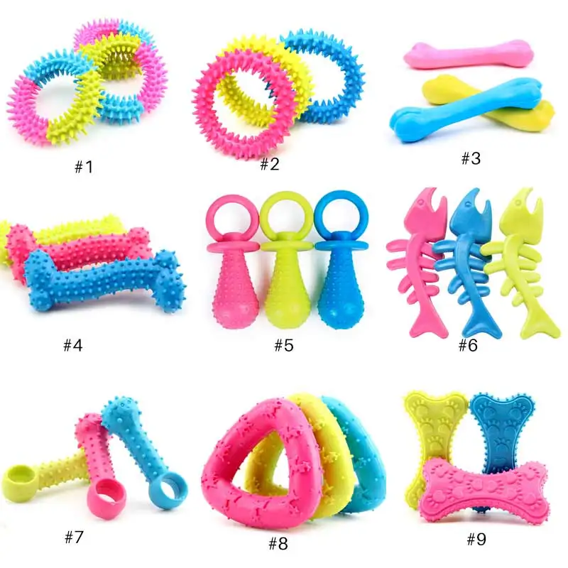 

9 Styles Puppy Pet Dog Toys for Small Dogs Cute Rubber Resistant Bite Clean Teeth Chew Training Toy Pet Supplies Jouet Chien