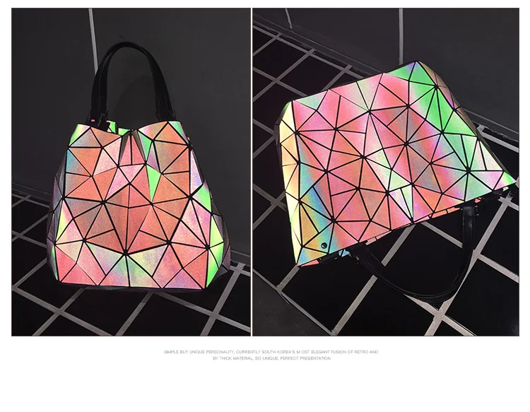 2017 Bao Bao bag Women Luminous sac baobao Bag Diamond Tote Geometry Quilted Shoulder Bags Laser Plain Folding Handbags bolso (3)