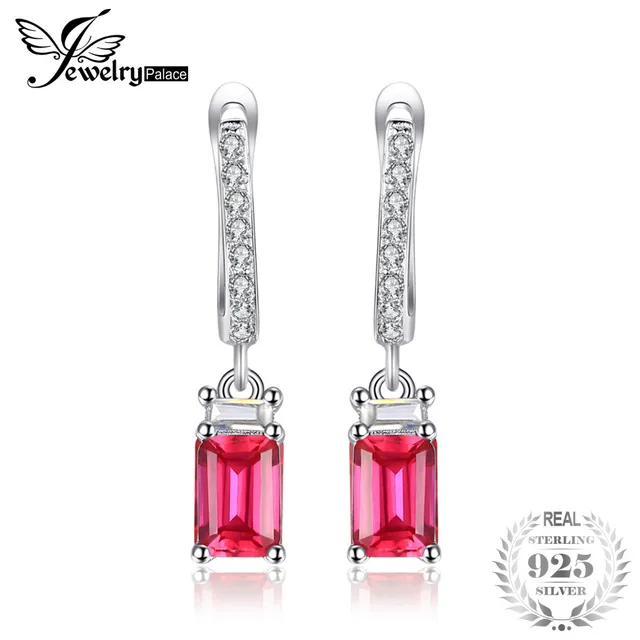 Jewelrypalace Modern 1 2ct Emerald Cut Red Created Ruby Earrings 925 Jewelrypalace Modern 1 2ct Emerald Cut Red Created Ruby Earrings 925 Sterling Silver Fine Jewelry