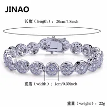 Jinao для хип-хопа рок для мужчин и женщин шикарный ювелирный браслет золото/серебро цвет микро проложить кубический циркон 10 мм браслеты 20 см длина