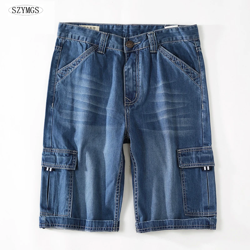 Buy SZYMGS NEW Summer Mens Denim Shorts Multi Pockets