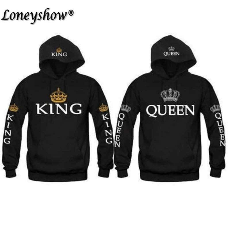

Women Men Hoodies King Queen Letter printed Sweatshirt lovers couples hoodie hooded sweatshirt casual Pullovers tracksuits