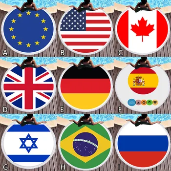 

Creative Various Retro National Flag Printing Round Beach Towel Quick-Drying Polyester Beach Towel Home Decor Tapestry Blanket