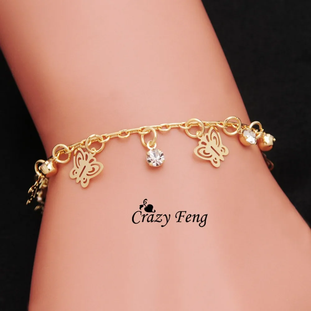 

New Fashion Design gold-color Butterfly Shape bracelets for women hand Chain Jewelry Gift Drop shipping