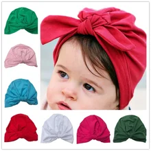 Bnaturalwell Baby turban hat with bow turbans for tots Infant toddler Topknot beanie Baby girls shower gift stretchy 1pc H034