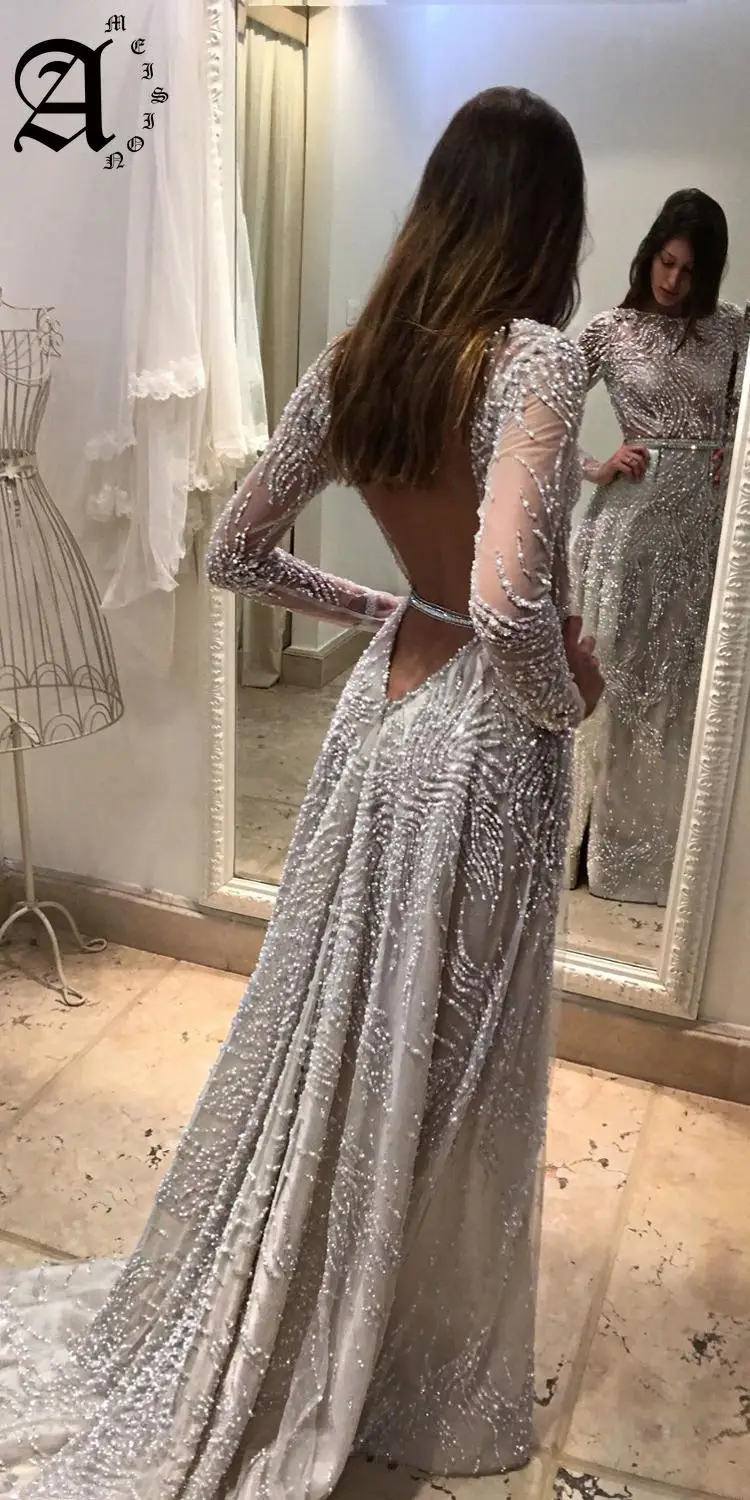 

Women Sexy Long Sleeve Backless round neck Dress Lace Party Evening Long Dresses Prom Gown vestidos de fiesta