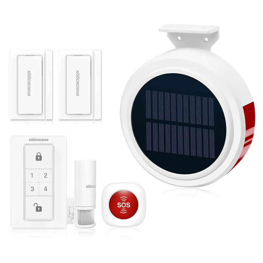 

Smart Home Security Alarm System Wireless Solar Powered Anti-Burglar Alarm SMS Remote Control PIR Sensor Door Window Sensor