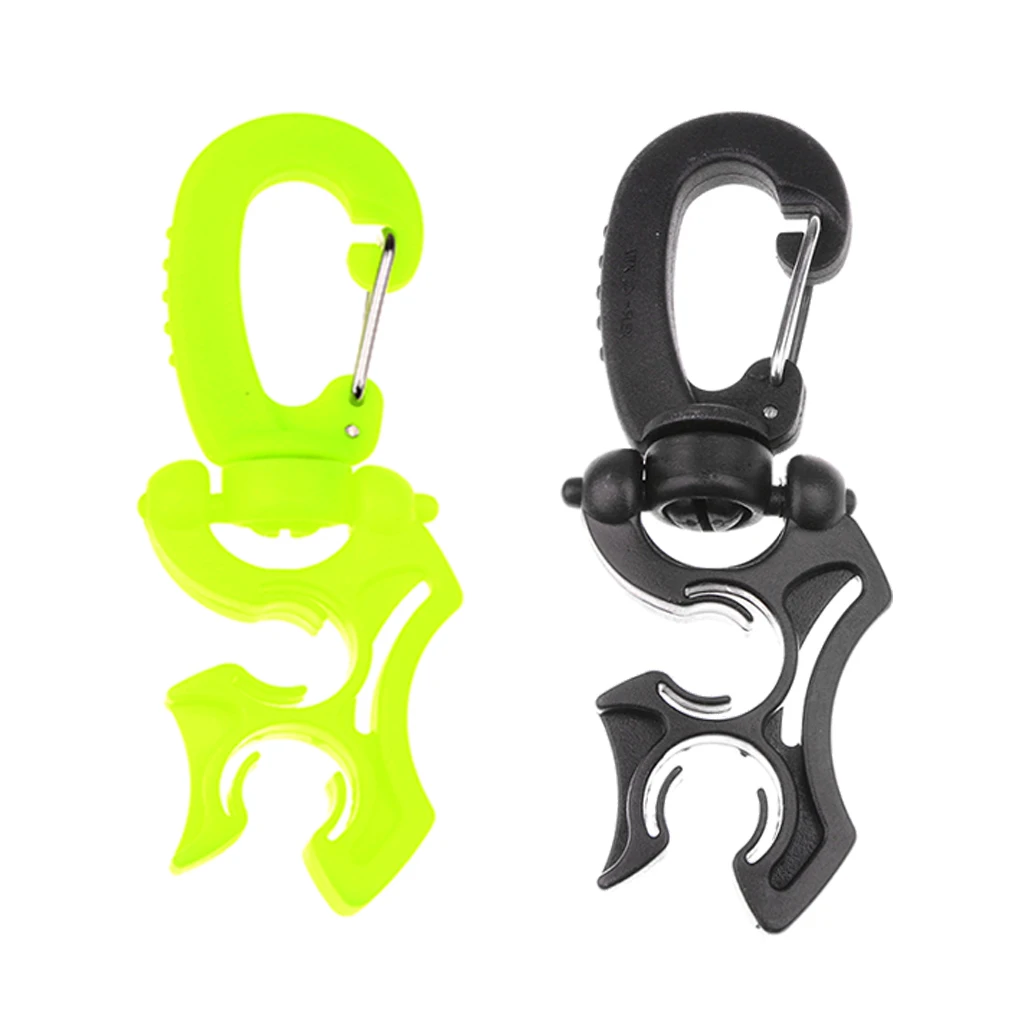 2Pcs Scuba Diving Underwater Plastic Double BCD Hose Holder With Clip Hook 100 X 35mm  Black,Yellow