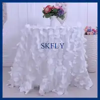 CL018A bruiloft 90 inch ronde witte bloemblaadje taffeta cake tafelkleed