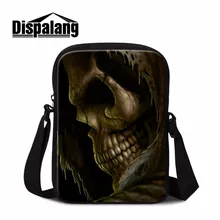 Dispalang крутой Панк-Череп 3D печать сумка на плечо мужская дорожная сумка-почтальон Мини крест-тело с молнией Повседневная маленькая сумочка