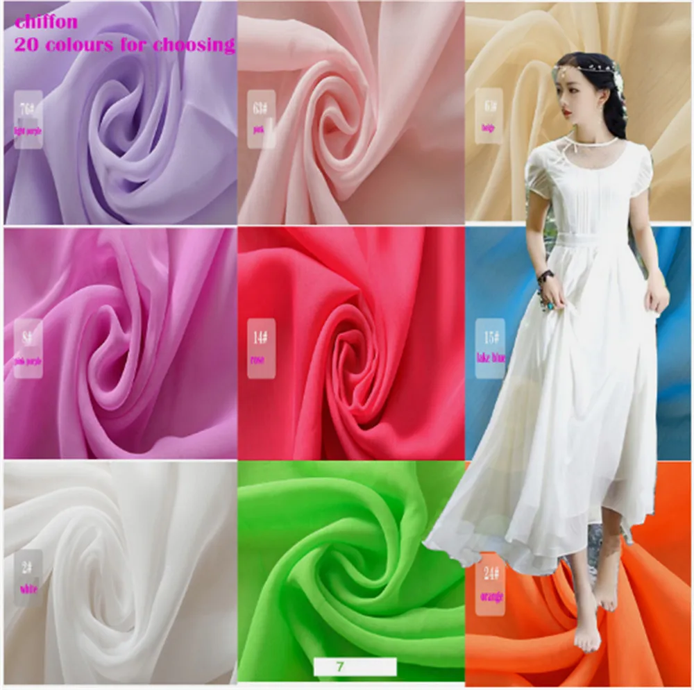 Wide 150x1m Good Chiffon Fabric 100% Polyester Chiffon Fabric White For
DIY Girl Silk Dress Skirt Curtain 20 Colours Chiffon