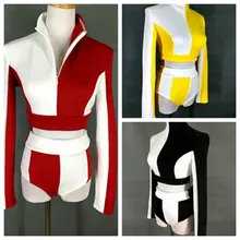 2019Women Sexy Suit Costumes Red bodysuit Singer Dancer Star Nightclub Performance Stage Show Costumes Bar Girl DJ DS Party Prom silver sequins sparkling mirrors dress sexy nightclub bar dj ds costumes female singer leading party performance one piece dress