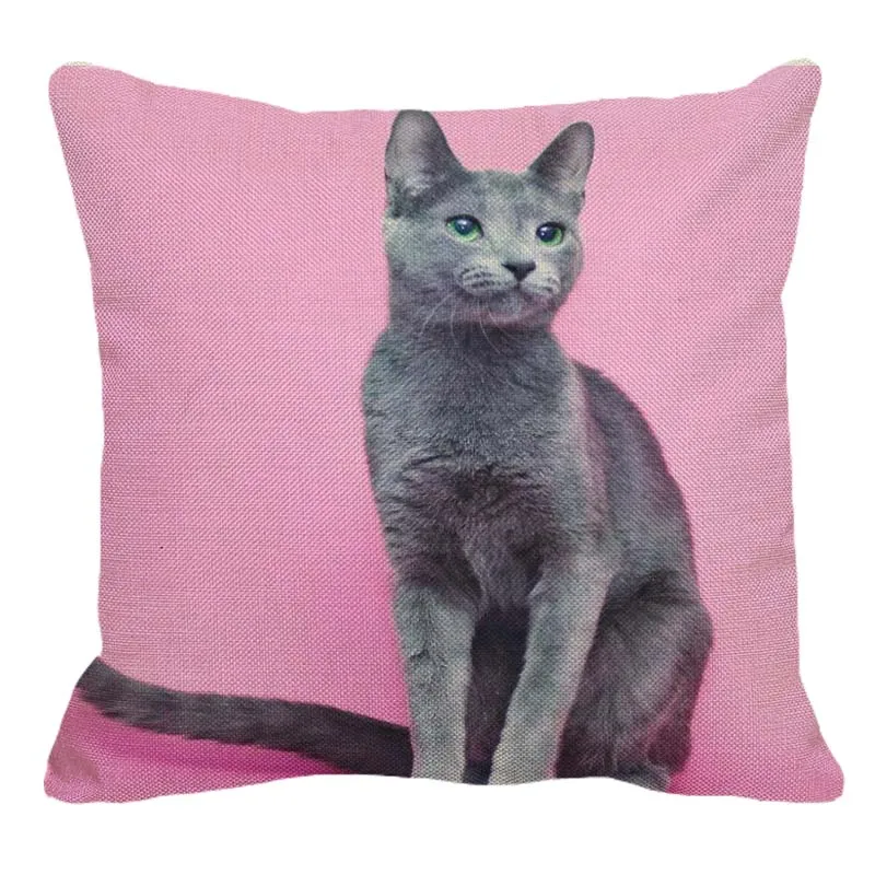 XUNYU милый питомец русский синий кот квадратный льняной чехол для подушки домашний диван наволочка чехол для подушки с изображением животных 45x45 см AC123