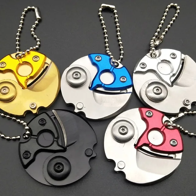 Mini Round Coin Knife Portable Keychain Pendant Creative Small Folding Knife Outdoor Survival EDC Tool Fruit Knife