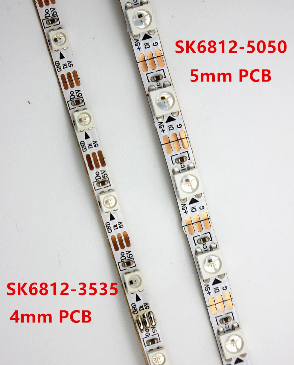 1 м прибор приемно-5050 5 мм PCB SK6812 3535 4 мм PCB SMD RGB гибкий светодиодный полосы DC5V вход 60 пикс./м не обладает водонепроницаемостью