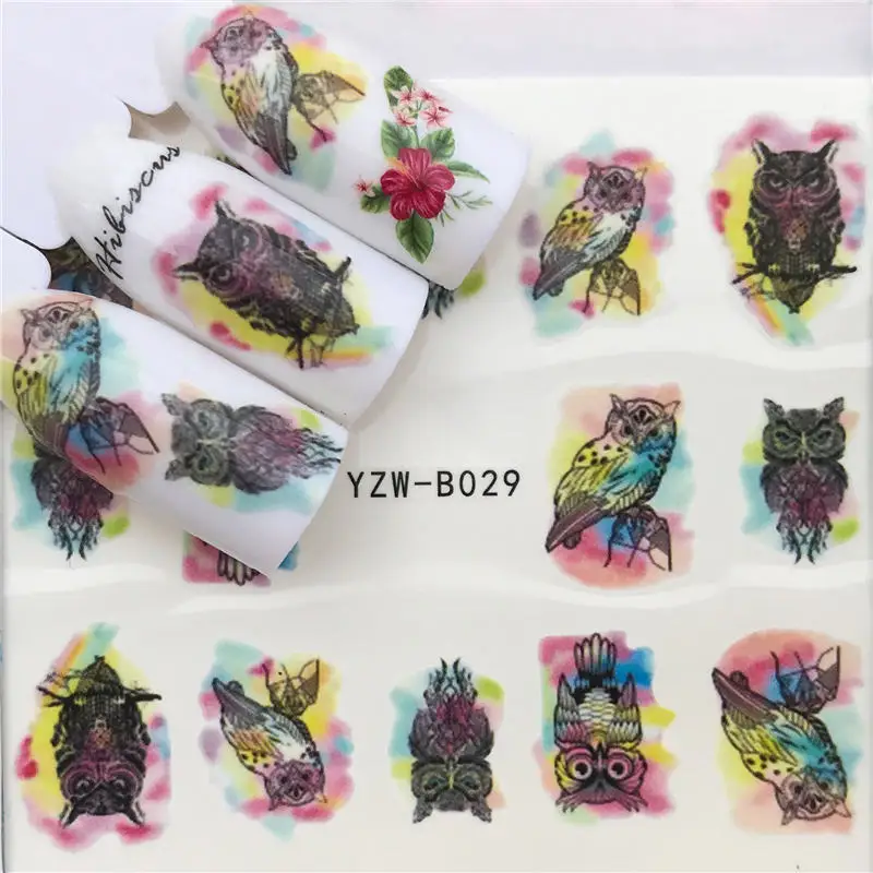 WUF Панк/градиент цветок серии 3d наклейки для ногтей наклейки цветочный/единорог клей маникюрные наклейки Шарм Дизайн ногтей украшения - Цвет: YZW-B029