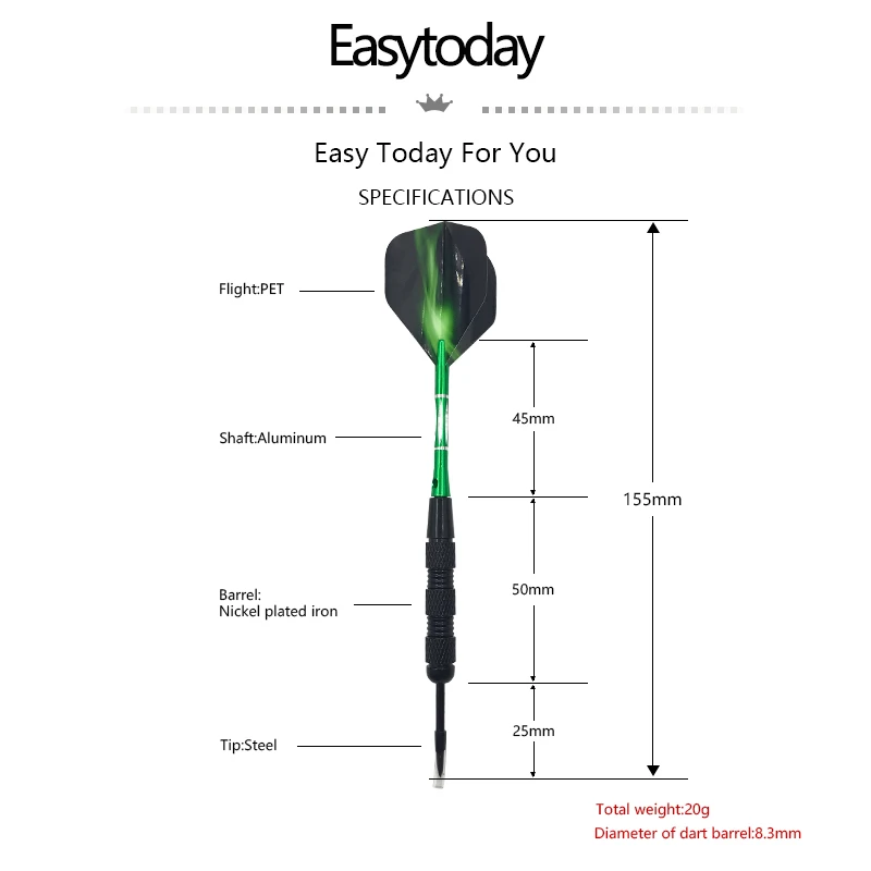 Easytoday 3Pcsset профессиональная стальная наконечник Дротика s металлическая баррель