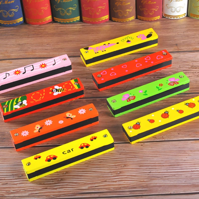 Fun Cartoon Wooden Harmonica Painted Harmonicas Children Kids Rock Country Musical Instrument Educational Music Toy Fun Cartoon Wooden Harmonica Painted Harmonicas Children Kids Rock Country Musical Instrument Educational Music Toy