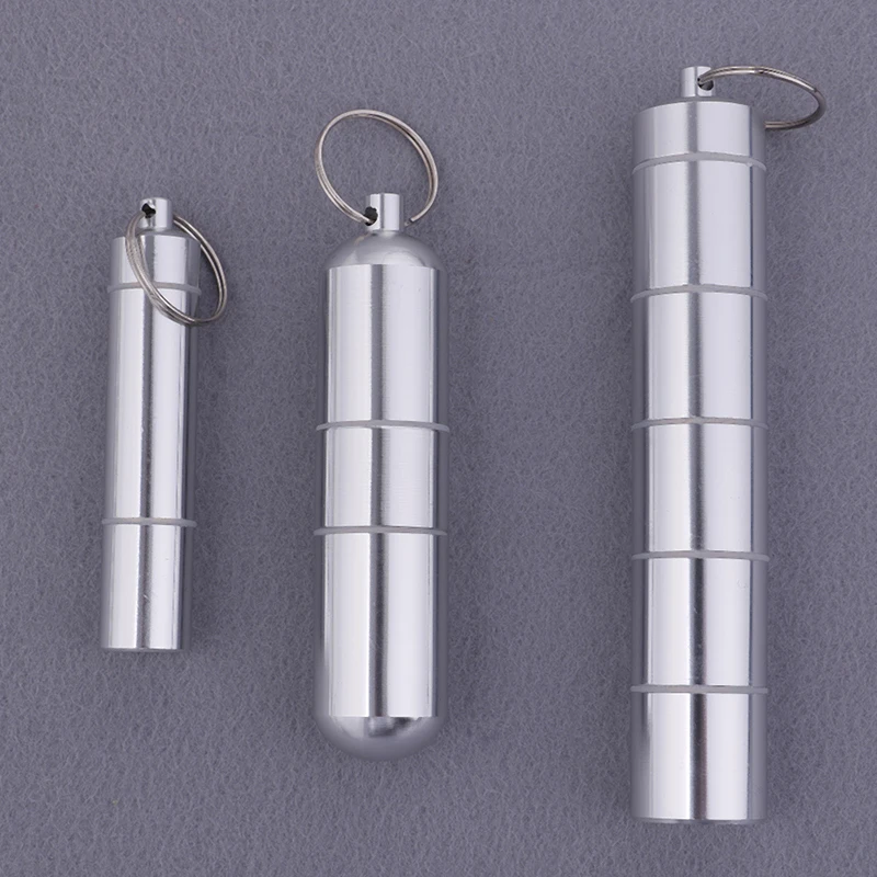 Capsule Shape Aluminum Pill Case Outdoor Pocket Pill Holder Container Waterproof Keychain Delicate Seal Medicine Organizer Box