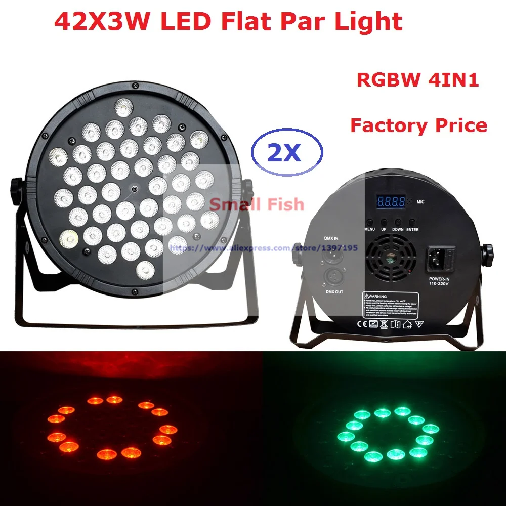 2XLot Hot Sales 42X3W RGBW 4IN1 Led Par Light DMX Stage Lights Business Lights Professional Flat Par Cans 90-240V Free Shipping