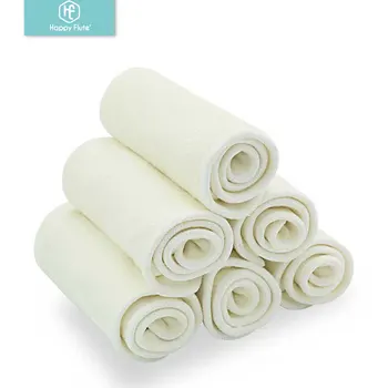

Happy Flute 5/10 pcs 4 layers bamboo Liner Insert For Baby Cloth Diaper Nappy Natural Bamboo Washable