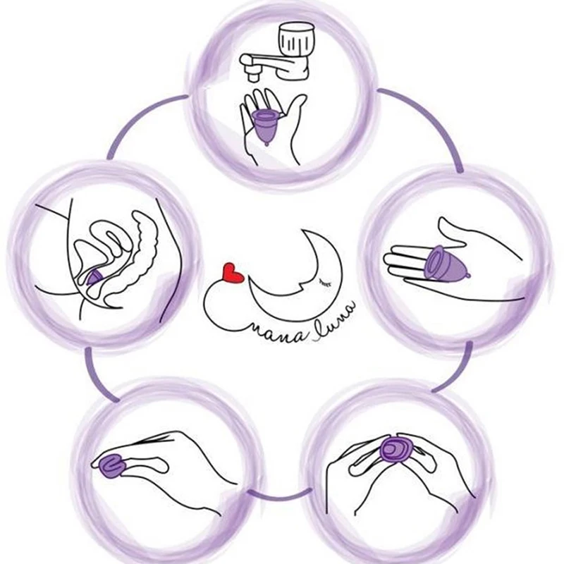 

1 Pc Hygiene Reusable Cup 2 Sizes Random Color Menstrual Cup Medical Grade Soft Silicone Lady Period