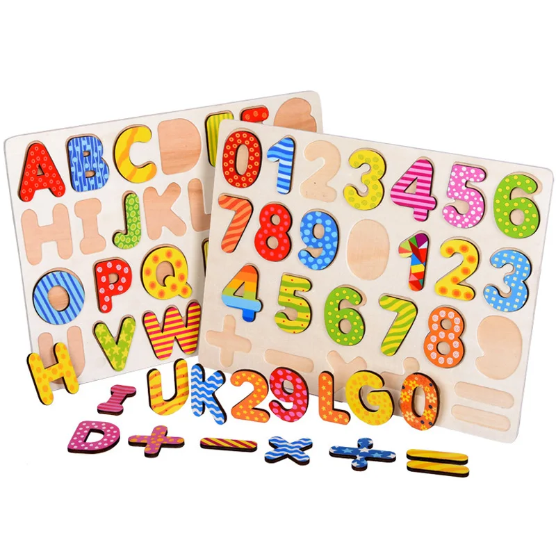 

30cm Kid Early Educational Baby Toys Hand Grasp Wooden Puzzle Toy Alphabet Digit Learning Education Wood Jigsaw Toy Child