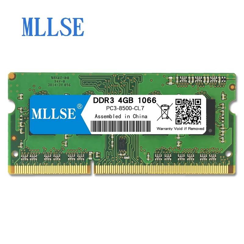 Mllse ноутбук Sodimm ram DDR3 4 Гб 1066 МГц 1,5 в память для ноутбука PC3-8500S 204pin без ECC ноутбук ram memoria