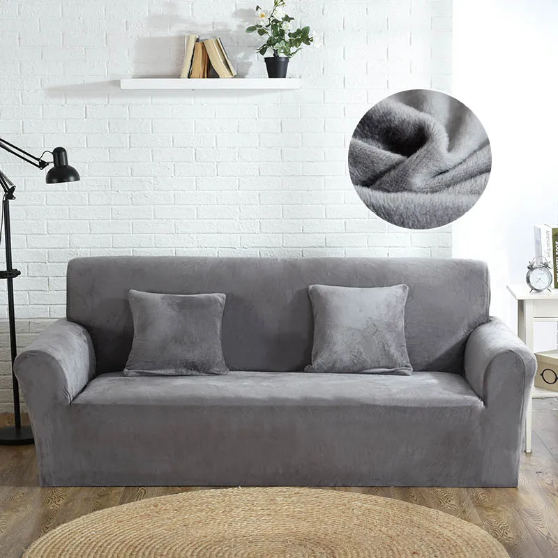 Чехлов диван ткань плюшевая 1/2/3/4 местный диван Чехол толстые диван охватывает эластичный мебель чехол Рождество принципиально диван 1 шт - Цвет: Silver Grey