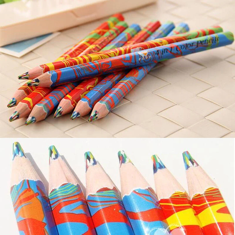 10pcs Rainbow Pencil Student School Stationery Supplies Kids Painting Pencils