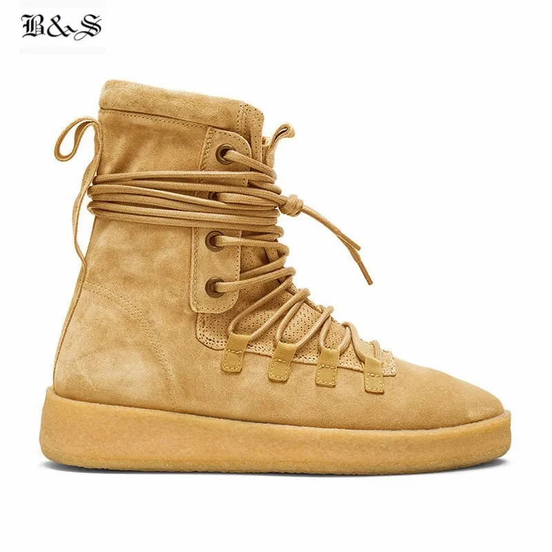 

Black& Street 2018 Y Z Style Handmade Men's Genuine Leather High Boots Personalized Rock Hip Hop Street Long Lace Martin Boots