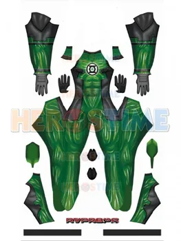 

Deadpool Green Lantern Cosplay Costume Deadlantern DyeSub Printing Superhero Halloween Zentai Catsuit Free shipping Custom Made