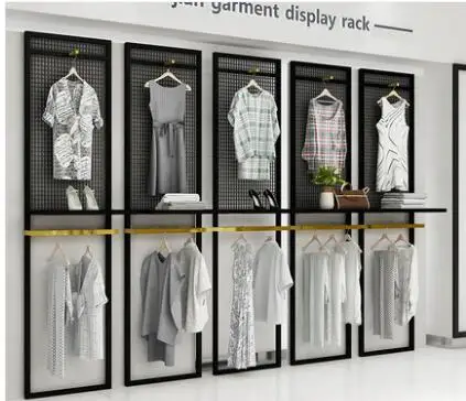 Clothing store display rack floor type men's and women's clothing shelf display rack new combination side hang.